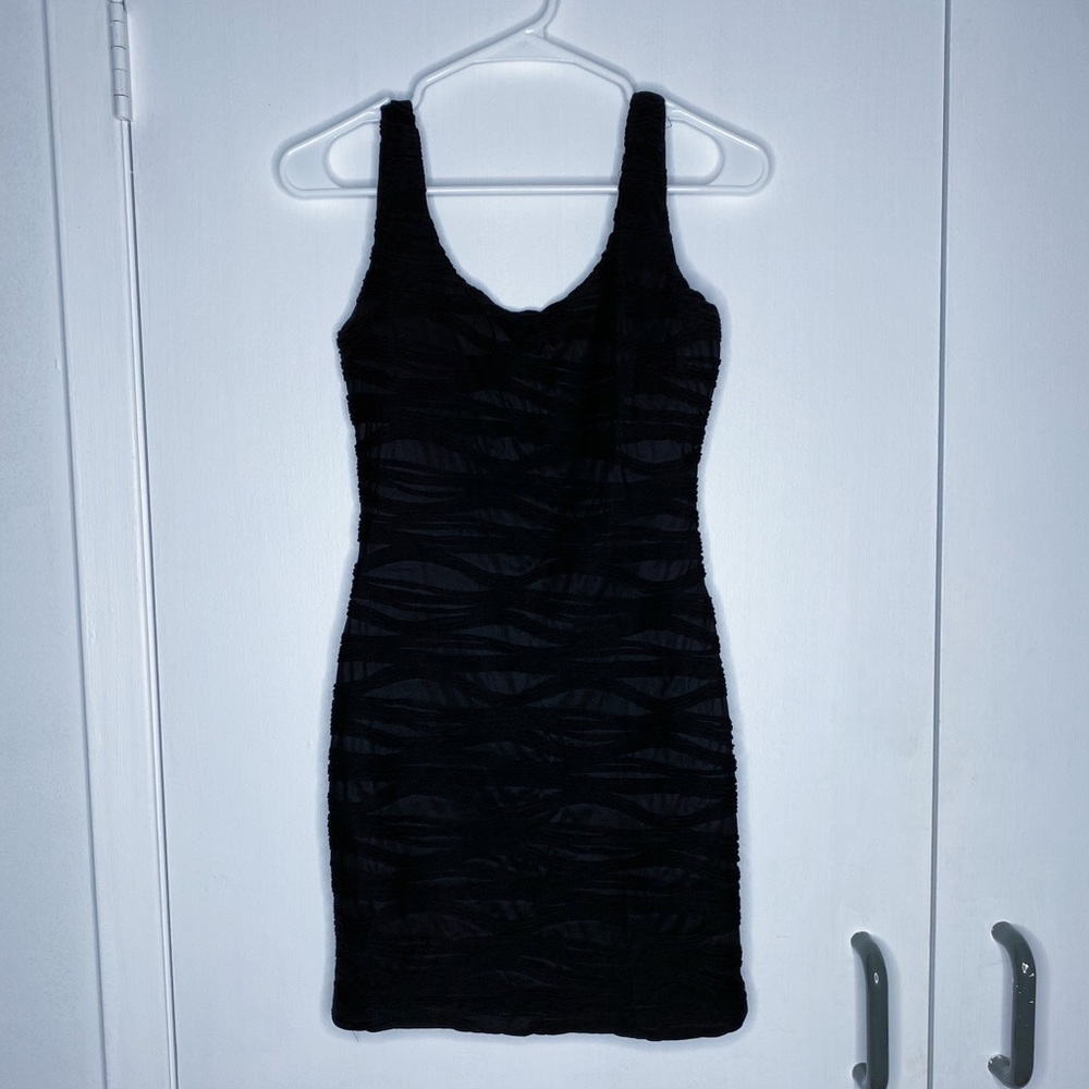 Black textured bodycon dress